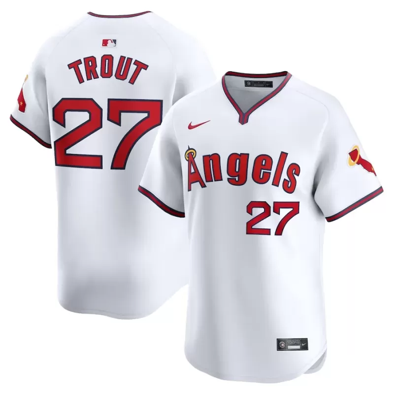 Men's Los Angeles Angels Mike Trout Nike White Alternate Limited Player Jersey Men's Los Angeles Angels Mike Trout Nike White Alternate Limited Player Jersey