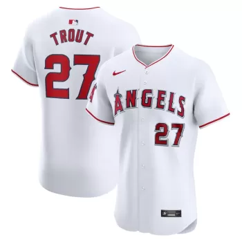 Men's Los Angeles Angels Mike Trout Nike White Home Elite Player Jersey Men's Los Angeles Angels Mike Trout Nike White Home Elite Player Jersey
