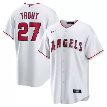 Men's Los Angeles Angels Mike Trout Nike White Home Replica Player Name Jersey Men's Los Angeles Angels Mike Trout Nike White Home Replica Player Name Jersey