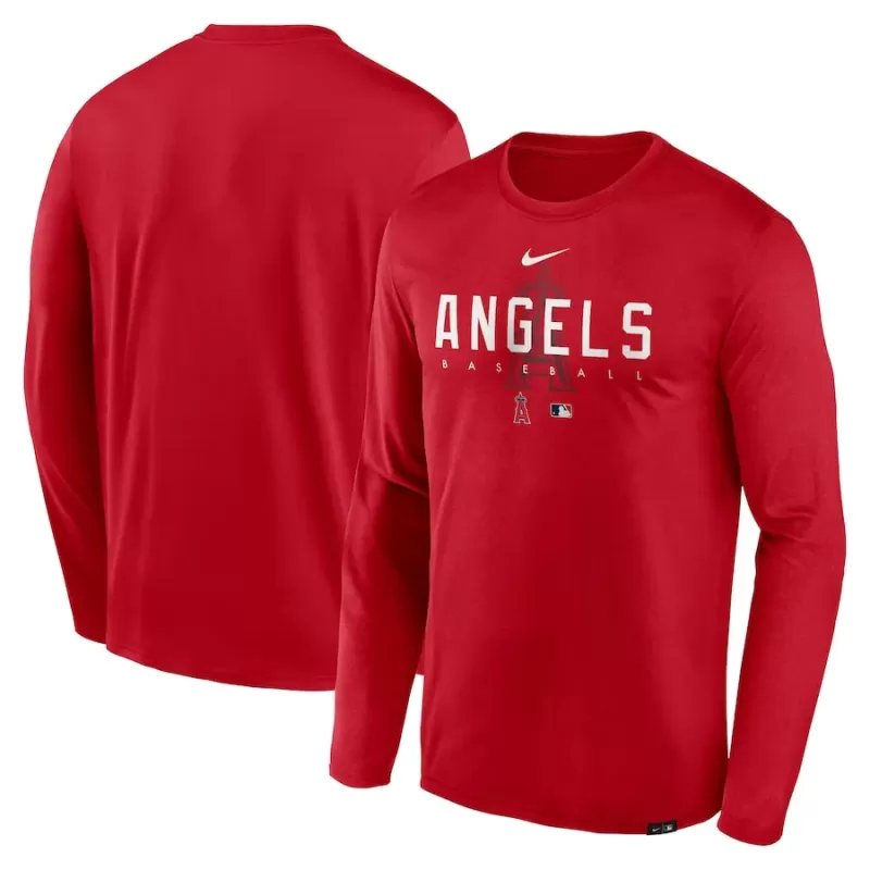 Men's Los Angeles Angels Nike Red Authentic Collection Team Logo Legend Performance Long Sleeve T-Shirt Men's Los Angeles Angels Nike Red Authentic Collection Team Logo Legend Performance Long Sleeve T-Shirt