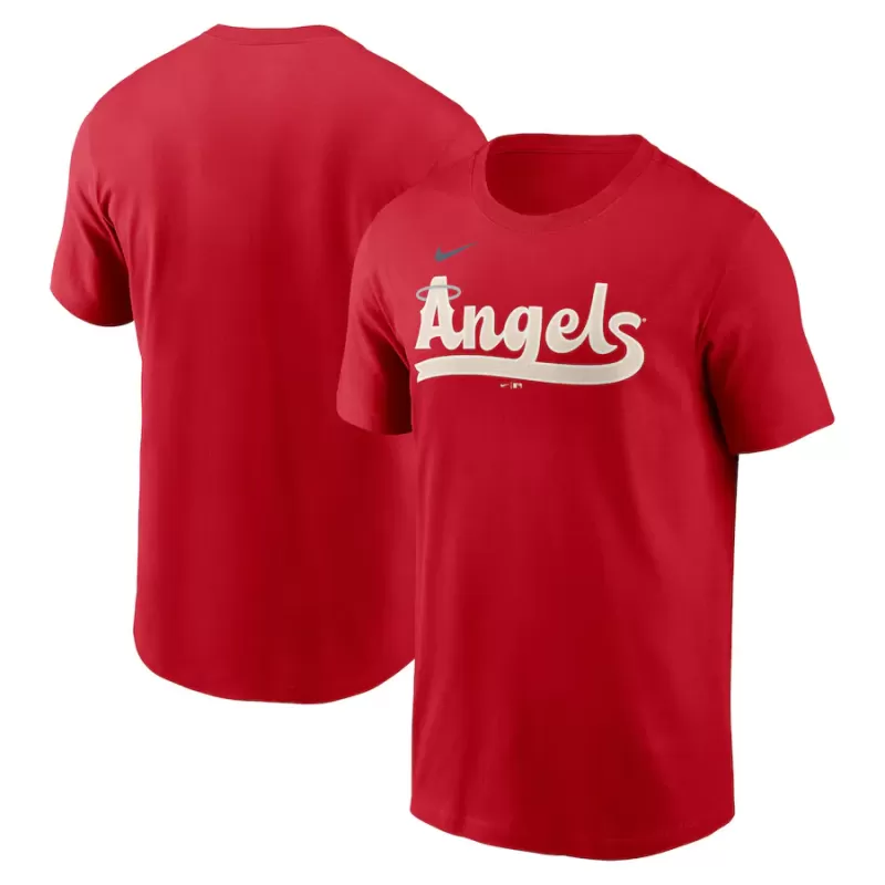 Men's Los Angeles Angels Nike Red City Connect Wordmark T-Shirt Men's Los Angeles Angels Nike Red City Connect Wordmark T-Shirt