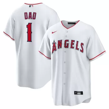 Men's Los Angeles Angels Nike White #1 Dad Home Replica Jersey Men's Los Angeles Angels Nike White #1 Dad Home Replica Jersey