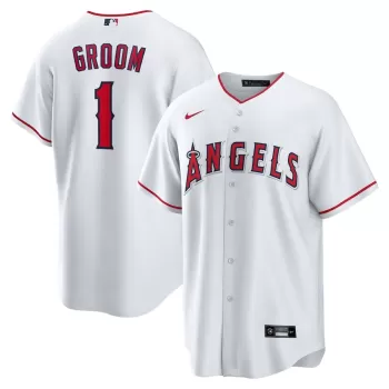 Men's Los Angeles Angels Nike White #1 Groom Home Replica Jersey Men's Los Angeles Angels Nike White #1 Groom Home Replica Jersey