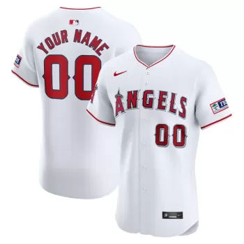 Men's Los Angeles Angels Nike White Home Elite Custom Patch Jersey Men's Los Angeles Angels Nike White Home Elite Custom Patch Jersey