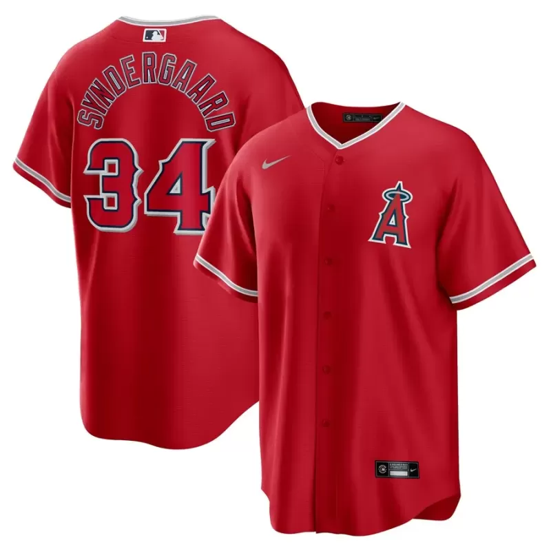 Men's Los Angeles Angels Noah Syndergaard Nike Red Alternate Replica Player Jersey Men's Los Angeles Angels Noah Syndergaard Nike Red Alternate Replica Player Jersey
