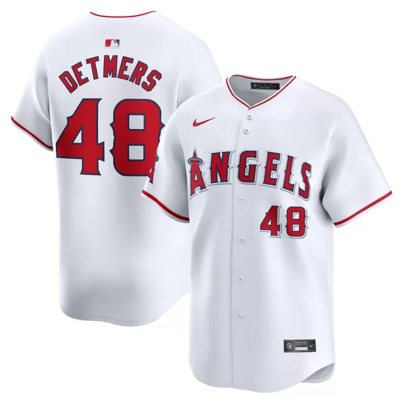 Men's Los Angeles Angels Reid Detmers Nike White Home Limited Player Jersey Men's Los Angeles Angels Reid Detmers Nike White Home Limited Player Jersey