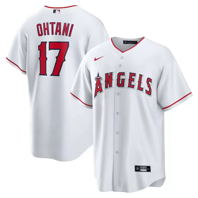 Men's Los Angeles Angels Shohei Ohtani Nike White Home Replica Player Name Jersey Men's Los Angeles Angels Shohei Ohtani Nike White Home Replica Player Name Jersey