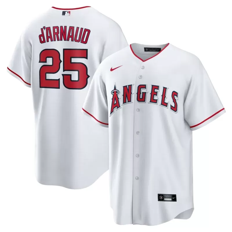 Men's Los Angeles Angels Travis d'Arnaud Nike White Home Replica Jersey Men's Los Angeles Angels Travis d'Arnaud Nike White Home Replica Jersey