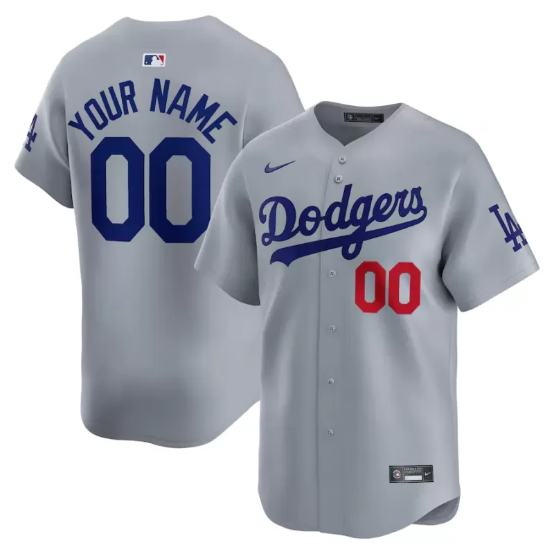Men's Los Angeles Dodgers Nike Gray Road Limited Custom Jersey Men's Los Angeles Dodgers Nike Gray Road Limited Custom Jersey