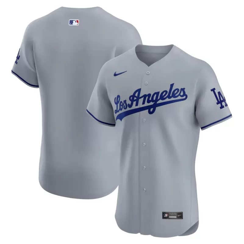 Men's Los Angeles Dodgers Nike Gray Road Vapor Premier Elite Patch Jersey Men's Los Angeles Dodgers Nike Gray Road Vapor Premier Elite Patch Jersey