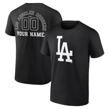 Men's Los Angeles Dodgers Black Monochrome Personalized Name & Number T-Shirt