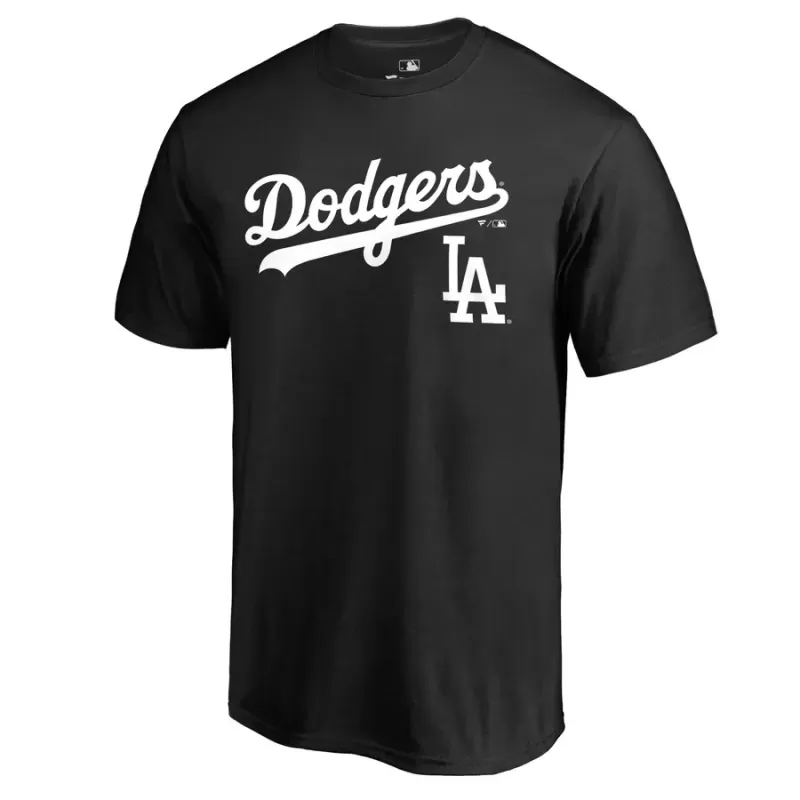 Men's Los Angeles Dodgers Black Team Lockup T-Shirt Men's Los Angeles Dodgers Black Team Lockup T-Shirt
