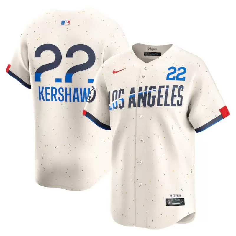 Men's Los Angeles Dodgers Clayton Kershaw Nike Cream 2024 City Connect Limited Player Jersey Men's Los Angeles Dodgers Clayton Kershaw Nike Cream 2024 City Connect Limited Player Jersey