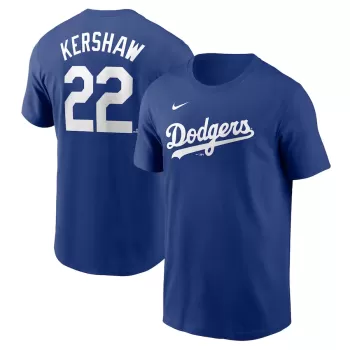 Men's Los Angeles Dodgers Clayton Kershaw Nike Royal Fuse Name & Number T-Shirt Men's Los Angeles Dodgers Clayton Kershaw Nike Royal Fuse Name & Number T-Shirt