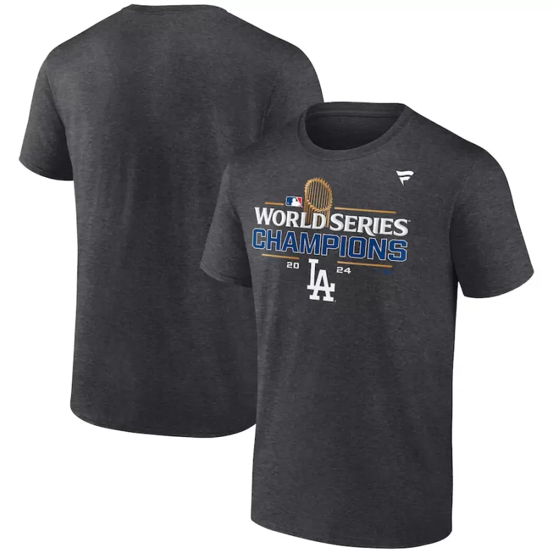Men's Los Angeles Dodgers Fanatics Heather Charcoal 2024 World Series Champions Extended Sizes Locker Room T-Shirt Men's Los Angeles Dodgers Fanatics Heather Charcoal 2024 World Series Champions Extended Sizes Locker Room T-Shirt