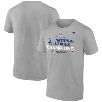 Men's Los Angeles Dodgers Fanatics Heather Gray 2024 National League Champions Locker Room T-Shirt Men's Los Angeles Dodgers Fanatics Heather Gray 2024 National League Champions Locker Room T-Shirt