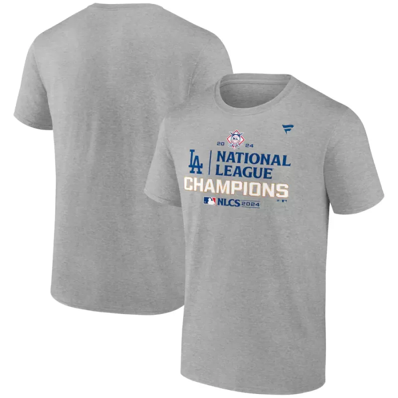 Men's Los Angeles Dodgers Fanatics Heather Gray 2024 National League Champions Locker Room T-Shirt Men's Los Angeles Dodgers Fanatics Heather Gray 2024 National League Champions Locker Room T-Shirt