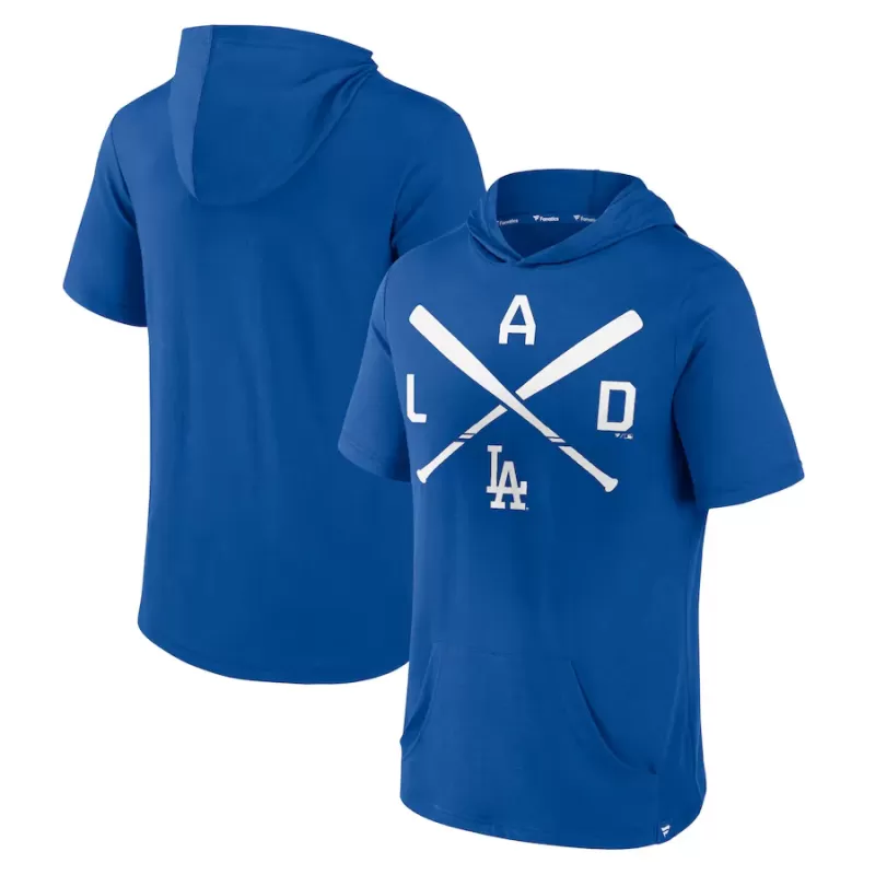Men's Los Angeles Dodgers Fanatics Royal Iconic Rebel Short Sleeve Hooded Top