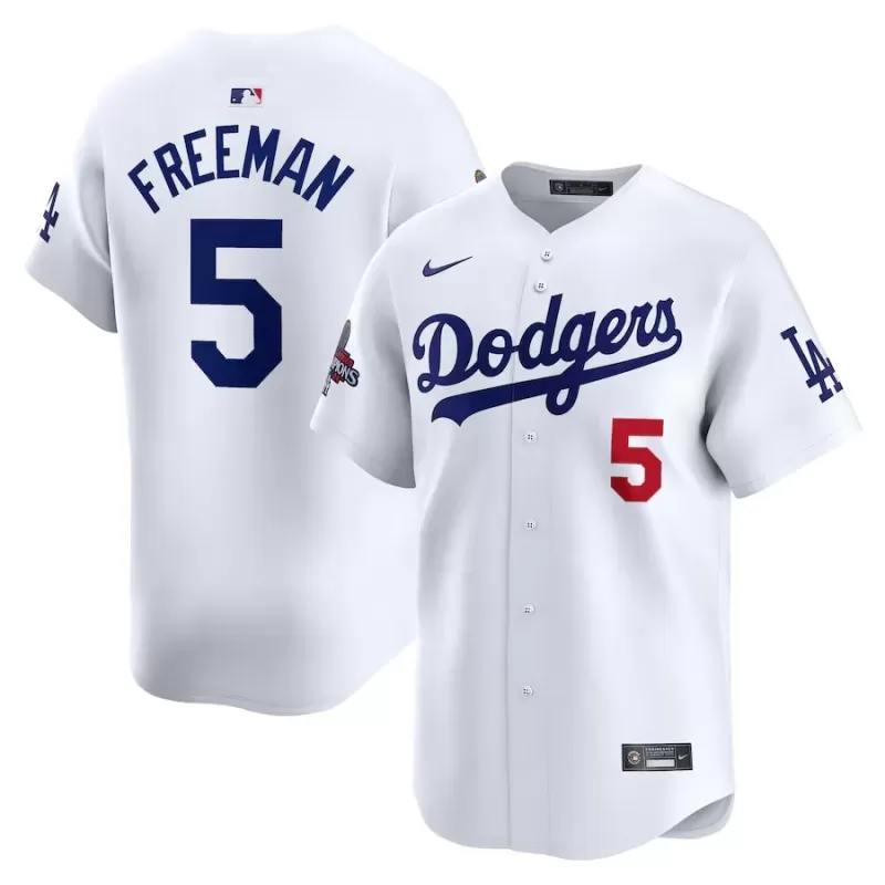 Men's Los Angeles Dodgers Freddie Freeman Nike White 2024 World Series Champions Home Limited Player Jersey Men's Los Angeles Dodgers Freddie Freeman Nike White 2024 World Series Champions Home Limited Player Jersey