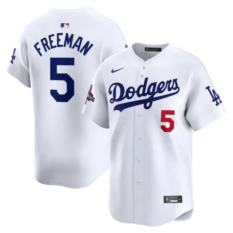 Men's Los Angeles Dodgers Freddie Freeman Nike White 2024 World Series Champions Home Limited Player Jersey Men's Los Angeles Dodgers Freddie Freeman Nike White 2024 World Series Champions Home Limited Player Jersey