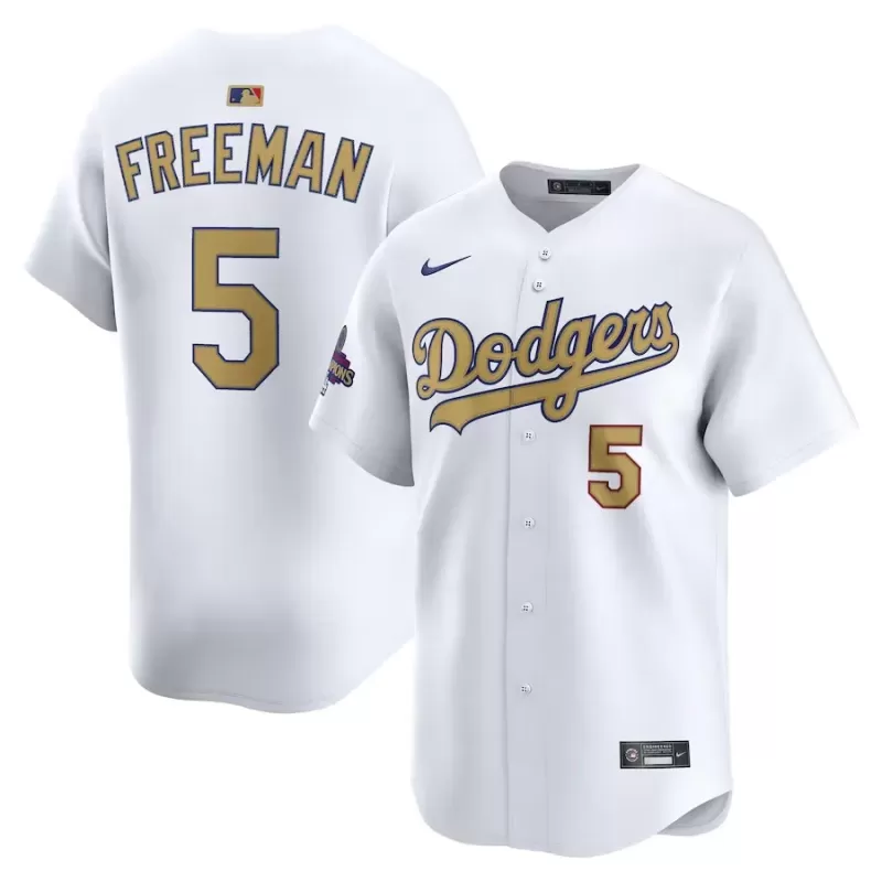 Men's Los Angeles Dodgers Freddie Freeman Nike White 2025 Gold Collection Limited Jersey Men's Los Angeles Dodgers Freddie Freeman Nike White 2025 Gold Collection Limited Jersey