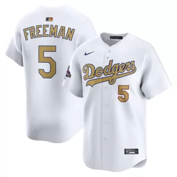 Men's Los Angeles Dodgers Freddie Freeman Nike White 2025 Gold Collection Limited Jersey Men's Los Angeles Dodgers Freddie Freeman Nike White 2025 Gold Collection Limited Jersey