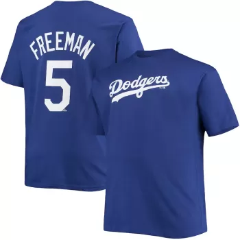 Men's Los Angeles Dodgers Freddie Freeman Royal Big & Tall Name & Number T-Shirt Men's Los Angeles Dodgers Freddie Freeman Royal Big & Tall Name & Number T-Shirt