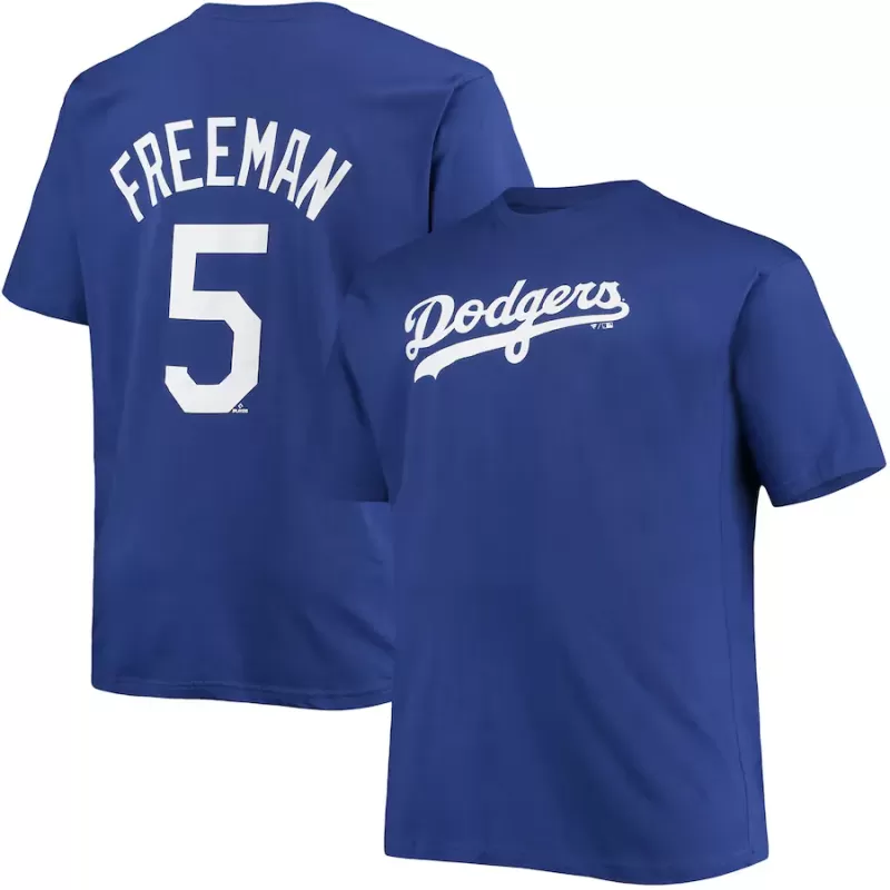 Men's Los Angeles Dodgers Freddie Freeman Royal Big & Tall Name & Number T-Shirt