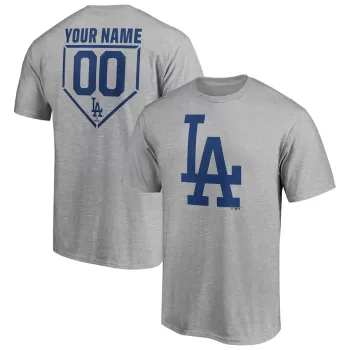 Men's Los Angeles Dodgers Heathered Gray Personalized RBI Logo T-Shirt Men's Los Angeles Dodgers Heathered Gray Personalized RBI Logo T-Shirt