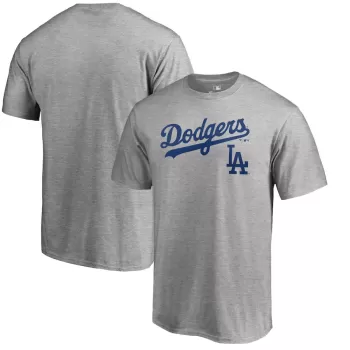 Men's Los Angeles Dodgers Heathered Gray Team Lockup T-Shirt Men's Los Angeles Dodgers Heathered Gray Team Lockup T-Shirt