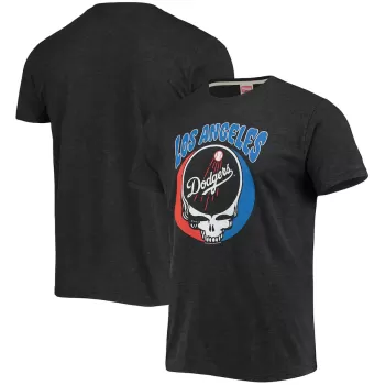 Men's Los Angeles Dodgers Homage Charcoal Grateful Dead Tri-Blend T-Shirt Men's Los Angeles Dodgers Homage Charcoal Grateful Dead Tri-Blend T-Shirt