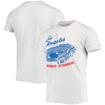 Men's Los Angeles Dodgers Homage Gray Dodger Stadium Tri-Blend T-Shirt Men's Los Angeles Dodgers Homage Gray Dodger Stadium Tri-Blend T-Shirt