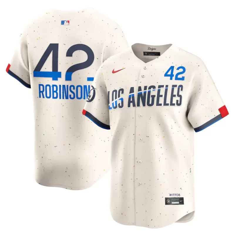 Men's Los Angeles Dodgers Jackie Robinson Nike Cream 2024 City Connect Limited Player Jersey Men's Los Angeles Dodgers Jackie Robinson Nike Cream 2024 City Connect Limited Player Jersey