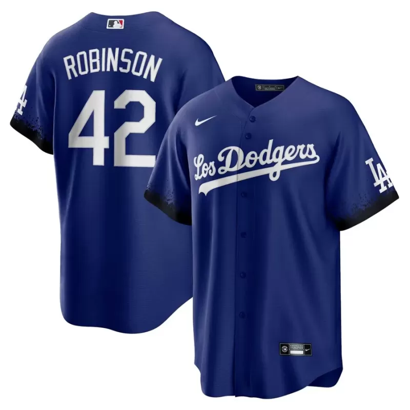 Men's Los Angeles Dodgers Jackie Robinson Nike Royal City Connect Replica Player Jersey Men's Los Angeles Dodgers Jackie Robinson Nike Royal City Connect Replica Player Jersey