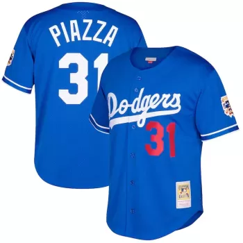 Men's Los Angeles Dodgers Mike Piazza Mitchell & Ness Royal Big & Tall Cooperstown Collection Mesh Button-Up Jersey Men's Los Angeles Dodgers Mike Piazza Mitchell & Ness Royal Big & Tall Cooperstown Collection Mesh Button-Up Jersey