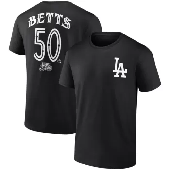 Men's Los Angeles Dodgers Mookie Betts Black Mister Cartoon Name & Number T-Shirt Men's Los Angeles Dodgers Mookie Betts Black Mister Cartoon Name & Number T-Shirt