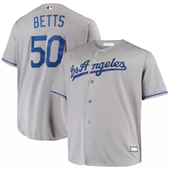 Men's Los Angeles Dodgers Mookie Betts Gray Big & Tall Replica Player Jersey Men's Los Angeles Dodgers Mookie Betts Gray Big & Tall Replica Player Jersey