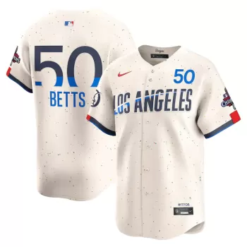 Men's Los Angeles Dodgers Mookie Betts Nike Cream 2024 World Series Champions City Connect Limited Player Jersey Men's Los Angeles Dodgers Mookie Betts Nike Cream 2024 World Series Champions City Connect Limited Player Jersey