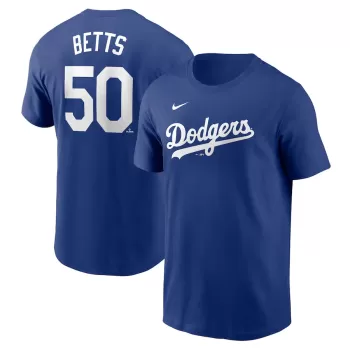 Men's Los Angeles Dodgers Mookie Betts Nike Royal Fuse Name & Number T-Shirt Men's Los Angeles Dodgers Mookie Betts Nike Royal Fuse Name & Number T-Shirt