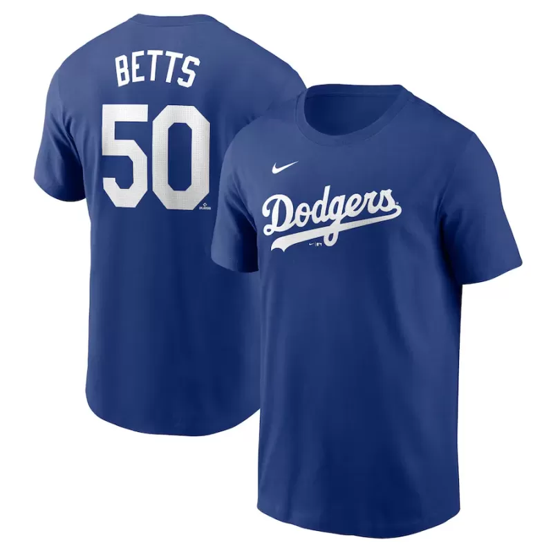 Men's Los Angeles Dodgers Mookie Betts Nike Royal Fuse Name & Number T-Shirt Men's Los Angeles Dodgers Mookie Betts Nike Royal Fuse Name & Number T-Shirt