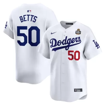 Men's Los Angeles Dodgers Mookie Betts Nike White 2024 World Series Home Limited Player Jersey Men's Los Angeles Dodgers Mookie Betts Nike White 2024 World Series Home Limited Player Jersey