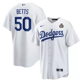 Men's Los Angeles Dodgers Mookie Betts Nike White 2024 World Series Home Replica Player Jersey Men's Los Angeles Dodgers Mookie Betts Nike White 2024 World Series Home Replica Player Jersey