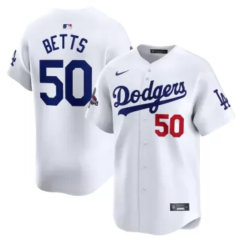 Men's Los Angeles Dodgers Mookie Betts Nike White Home 2024 World Series Champions Limited Jersey Men's Los Angeles Dodgers Mookie Betts Nike White Home 2024 World Series Champions Limited Jersey