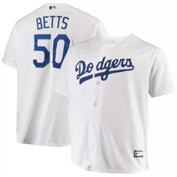 Men's Los Angeles Dodgers Mookie Betts White Big & Tall Replica Player Jersey Men's Los Angeles Dodgers Mookie Betts White Big & Tall Replica Player Jersey