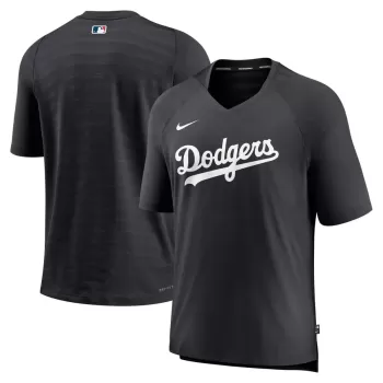 Men's Los Angeles Dodgers Nike Black Authentic Collection Pregame Raglan Performance V-Neck T-Shirt Men's Los Angeles Dodgers Nike Black Authentic Collection Pregame Raglan Performance V-Neck T-Shirt