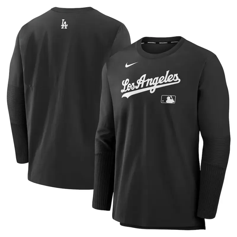 Men's Los Angeles Dodgers Nike Black/Black Authentic Collection Player Lightweight Performance Long Sleeve Top Men's Los Angeles Dodgers Nike Black/Black Authentic Collection Player Lightweight Performance Long Sleeve Top