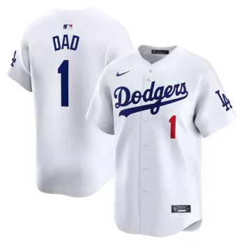 Men's Los Angeles Dodgers Nike White #1 Dad Home Limited Jersey Men's Los Angeles Dodgers Nike White #1 Dad Home Limited Jersey