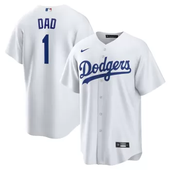 Men's Los Angeles Dodgers Nike White #1 Dad Home Replica Jersey Men's Los Angeles Dodgers Nike White #1 Dad Home Replica Jersey
