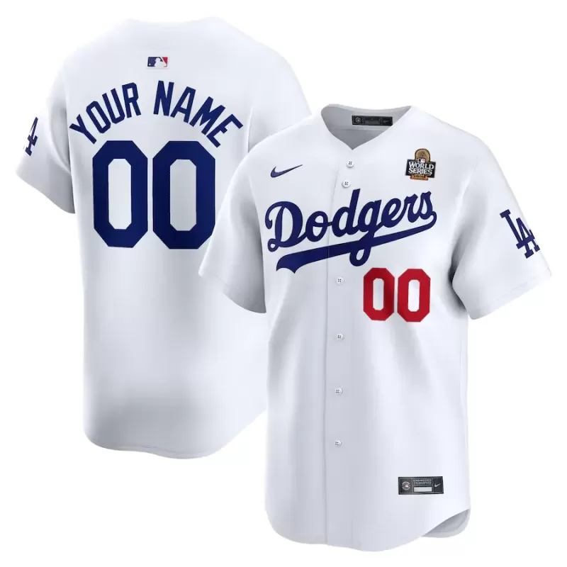 Men's Los Angeles Dodgers Nike White 2024 World Series Home Custom Limited Jersey Men's Los Angeles Dodgers Nike White 2024 World Series Home Custom Limited Jersey