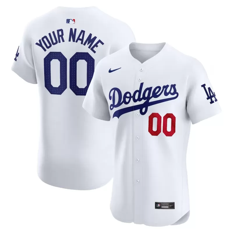 Men's Los Angeles Dodgers Nike White Home Elite Custom Jersey Men's Los Angeles Dodgers Nike White Home Elite Custom Jersey